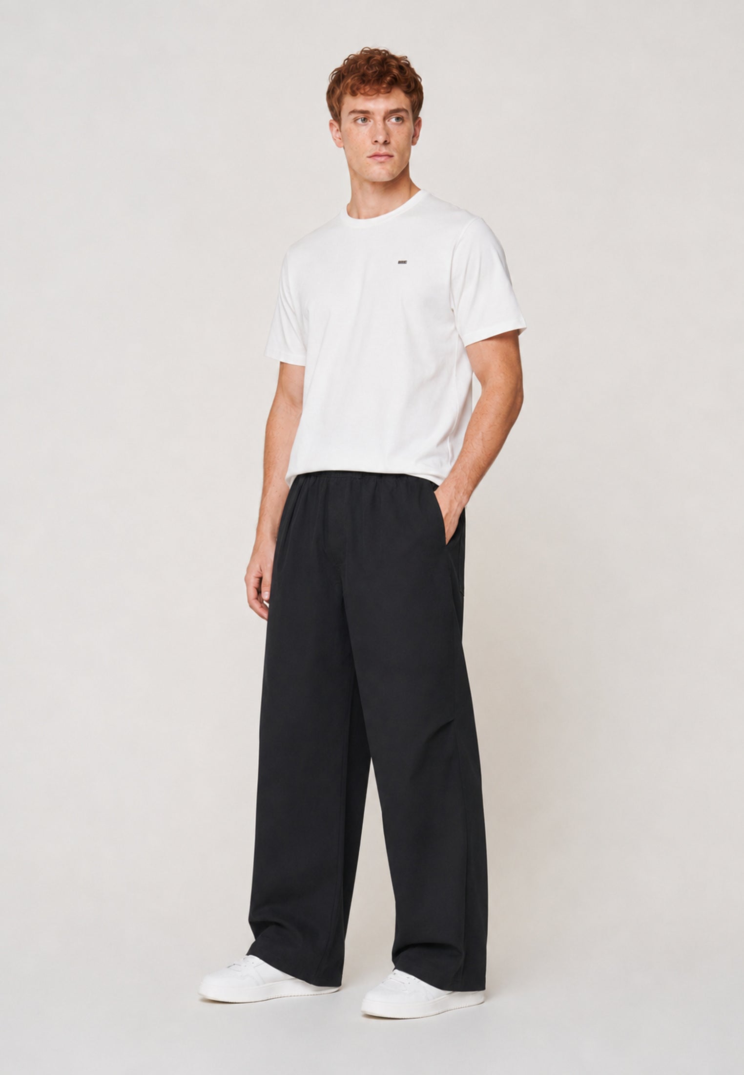 Barrel Trouser — Black, three quarter