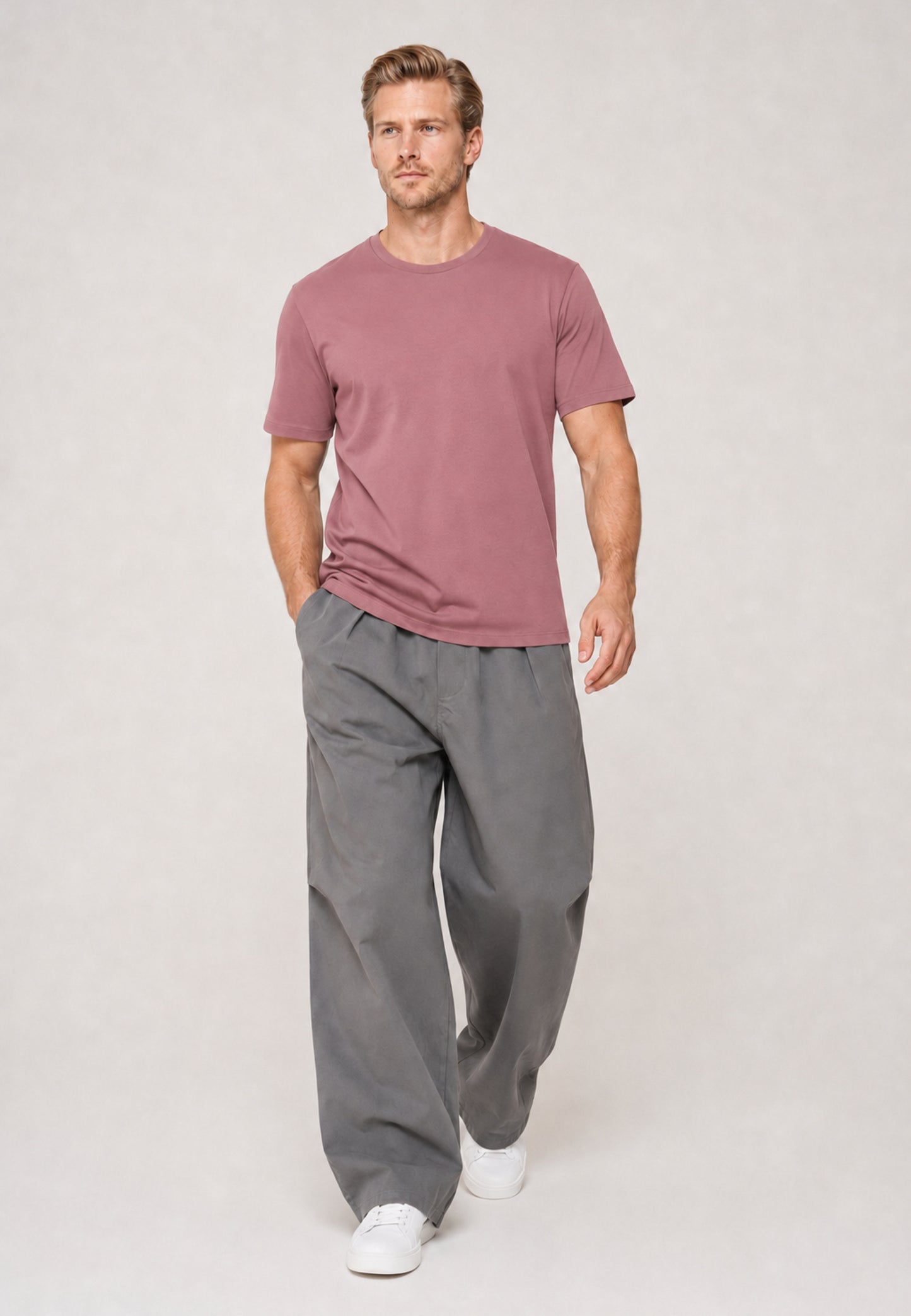 Barrel Trouser — Grey, walk