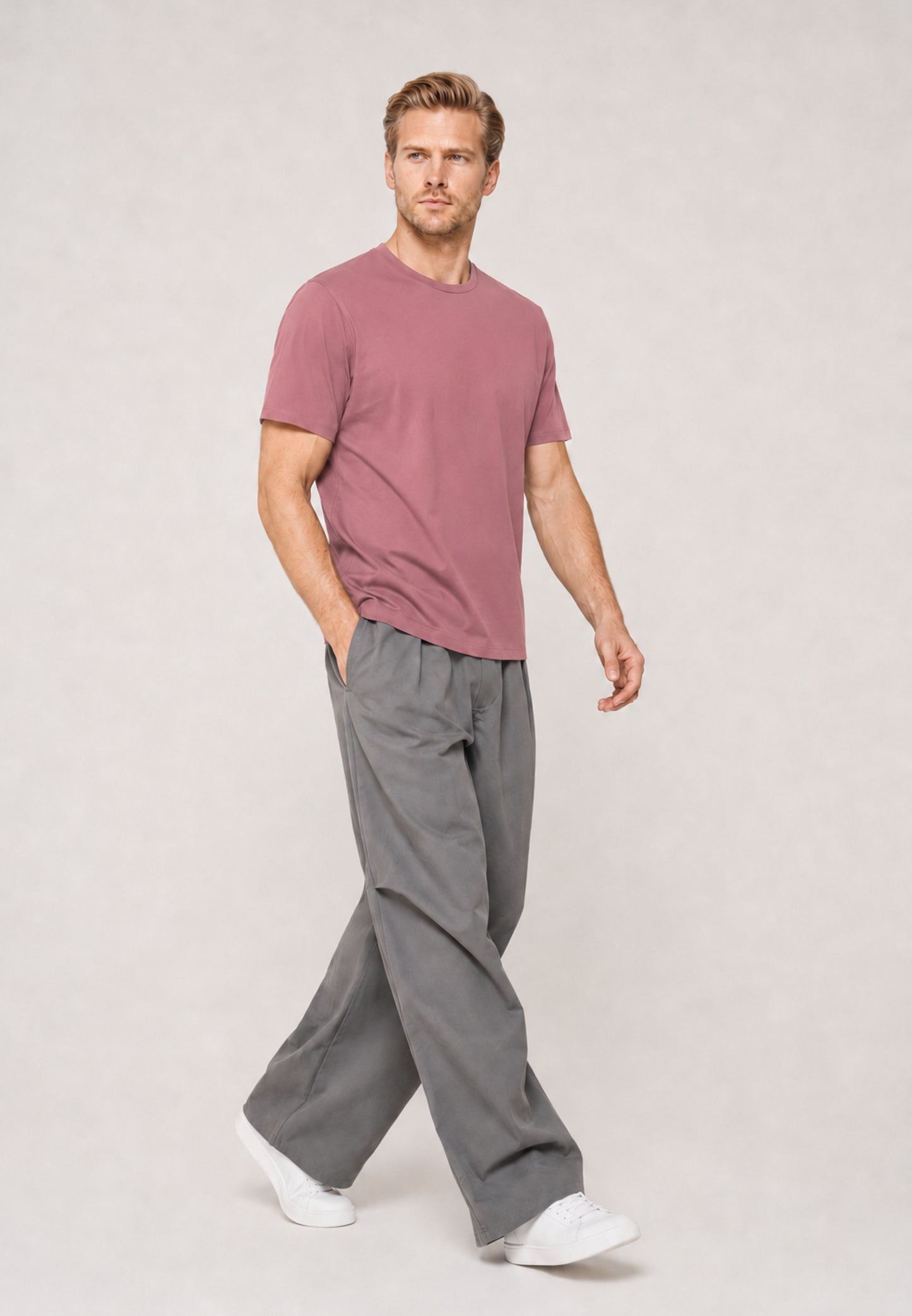 Barrel Trouser — Grey, stride