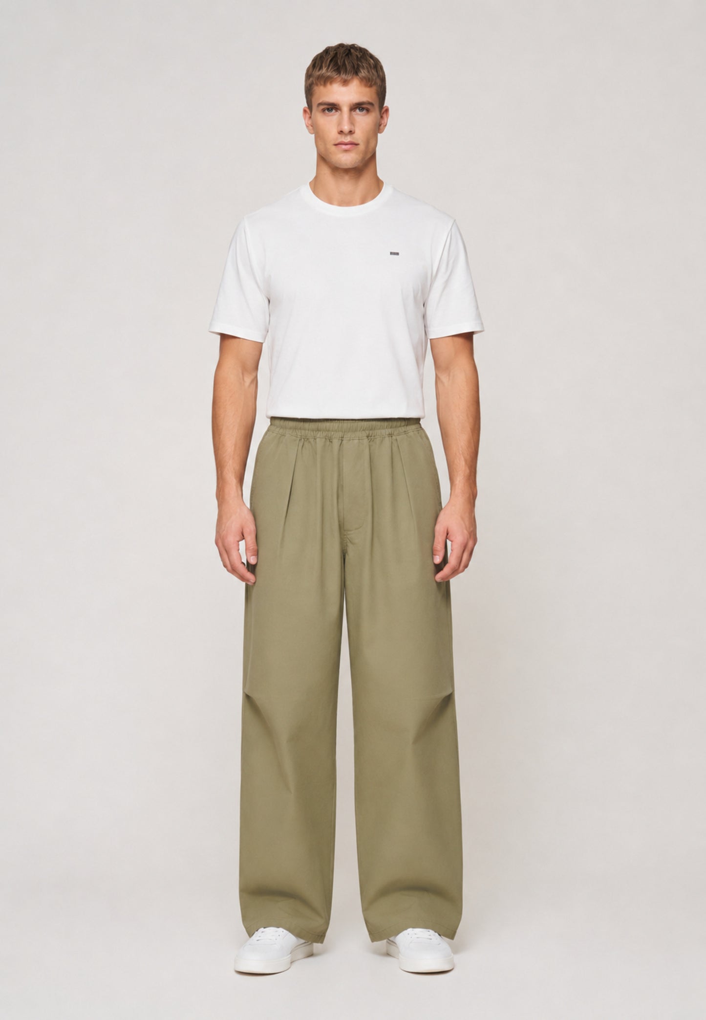 Barrel Trouser — Olive, front