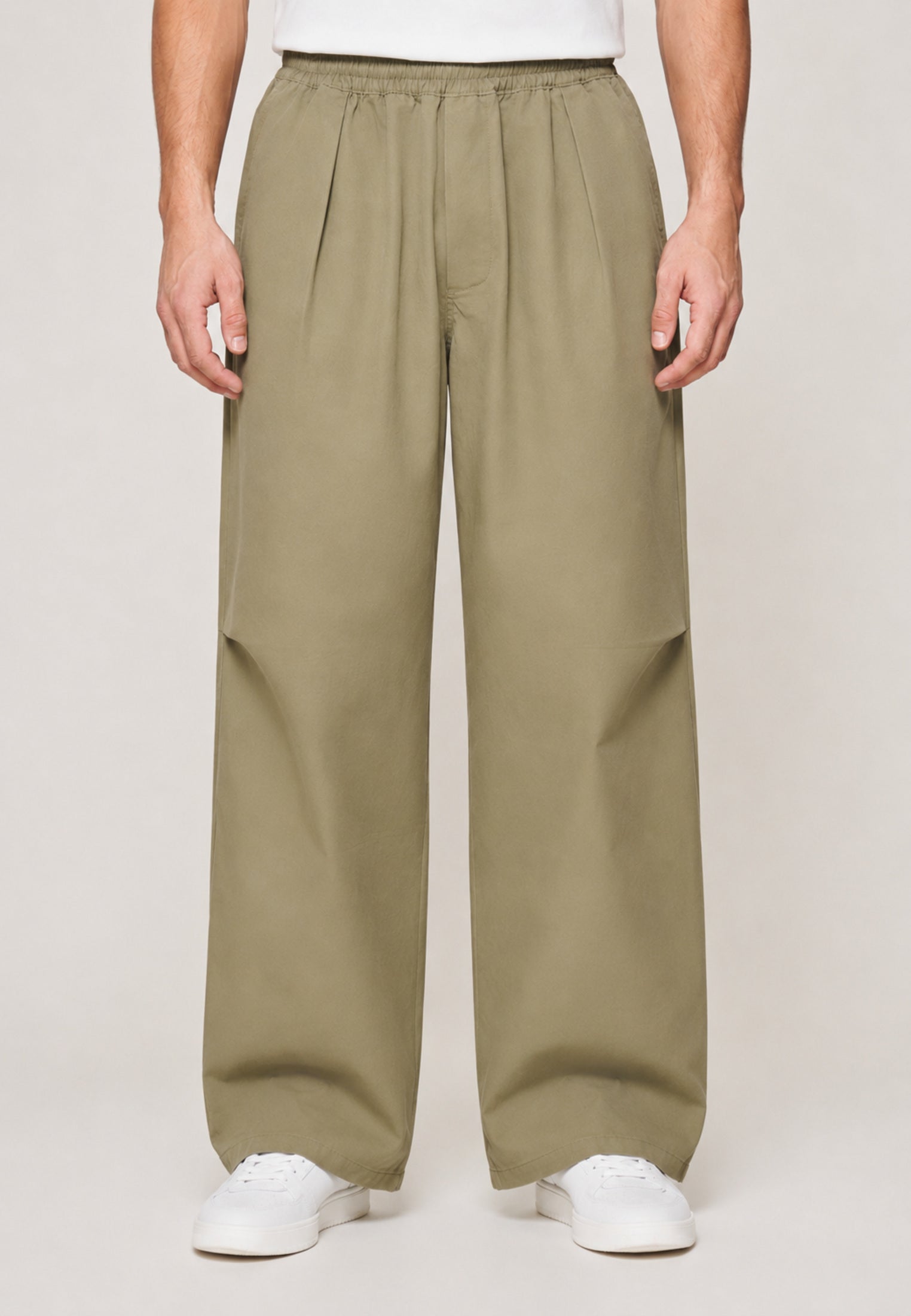 Barrel Trouser — Olive, front crop