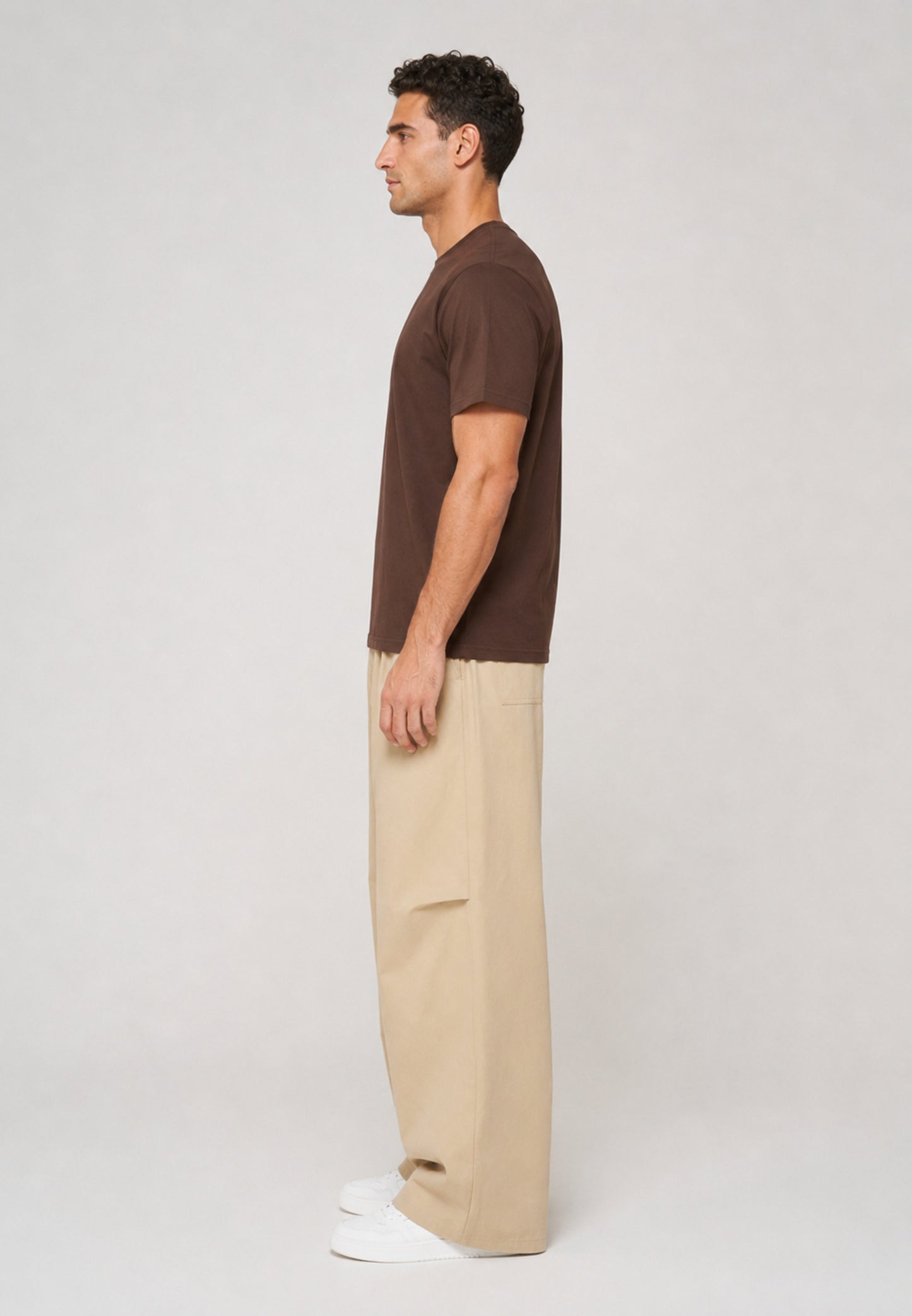Barrel Trouser — Sand, side